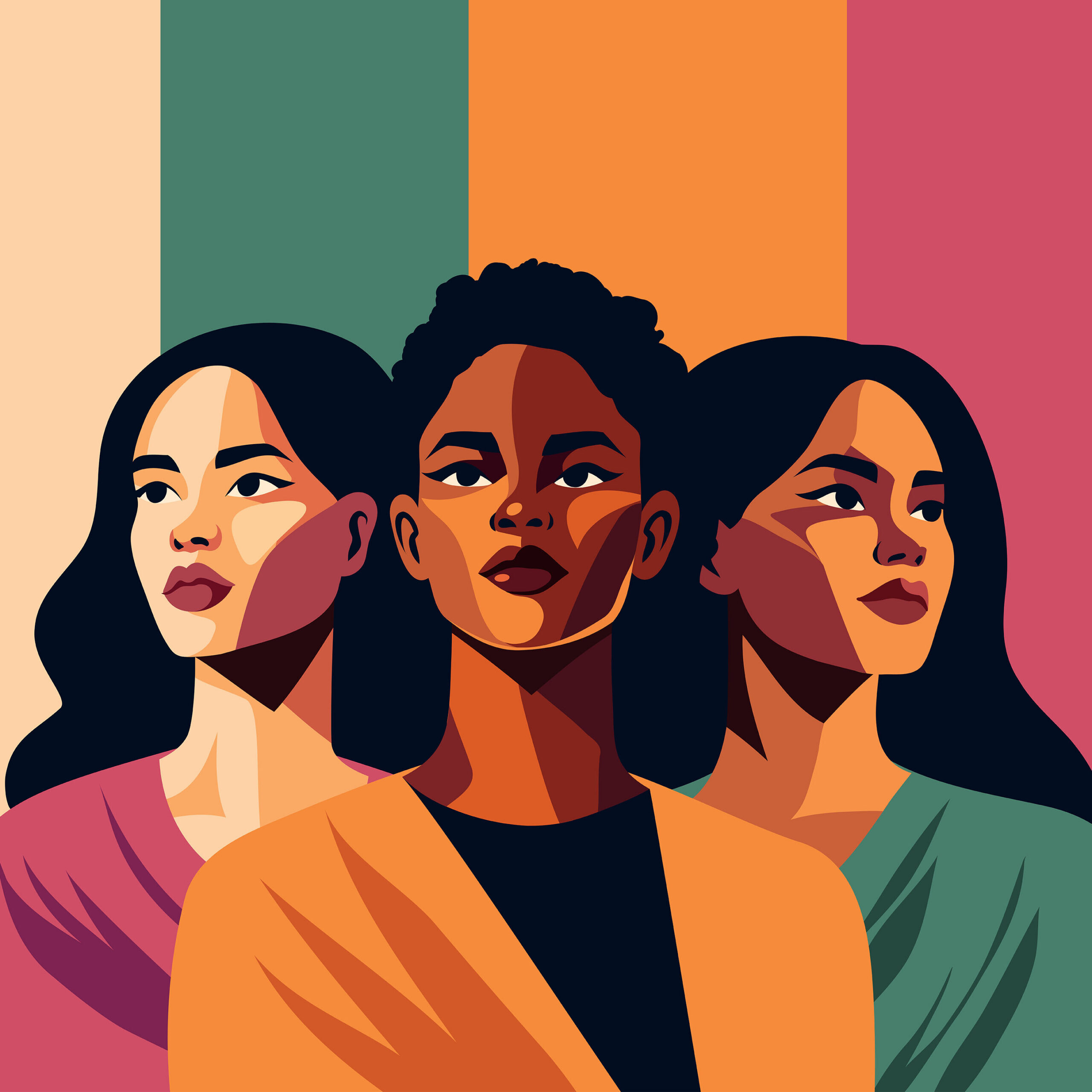 Graphic of three women of color